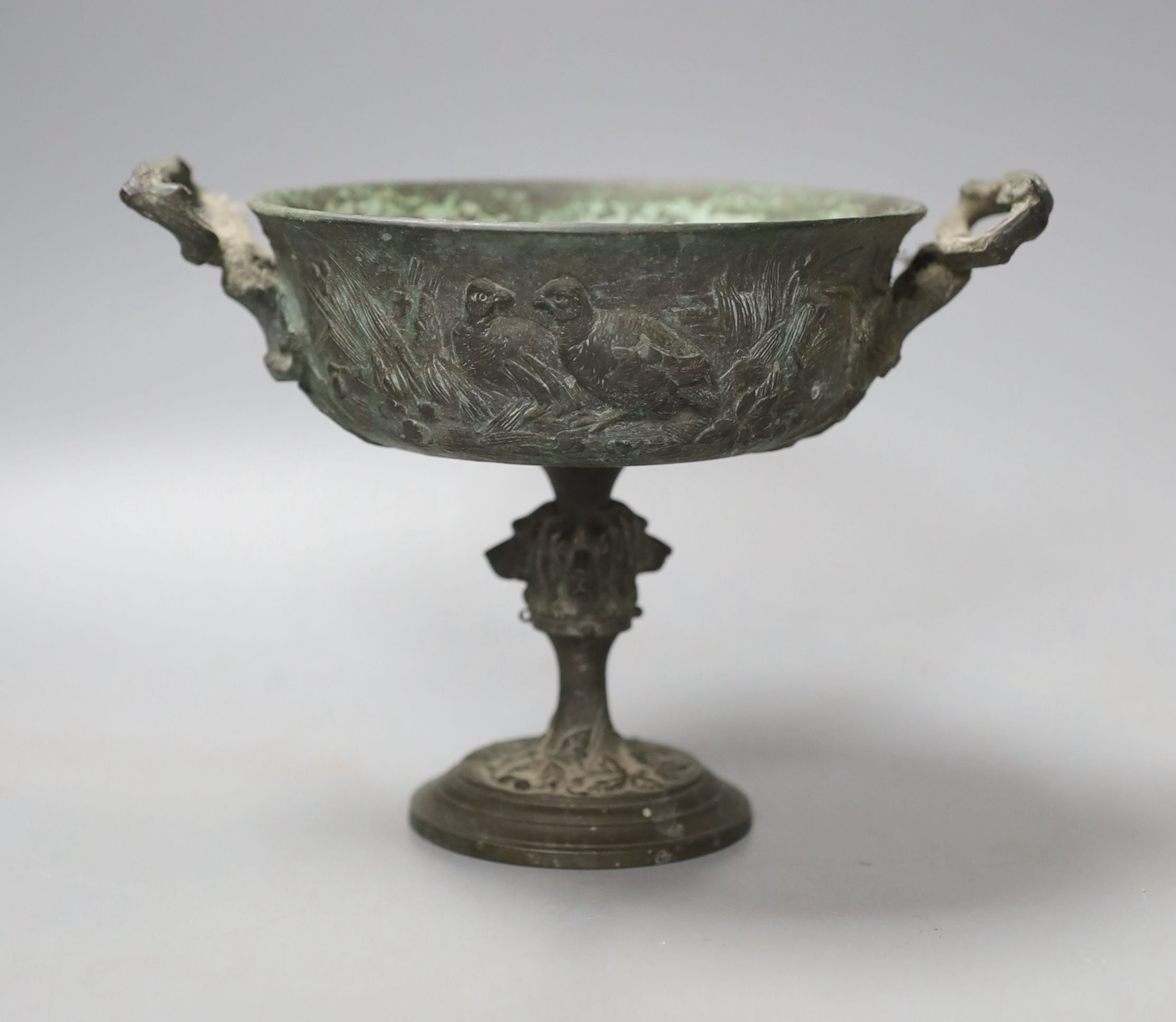 A Barbedienne style small bronze tazza - 12cm tall